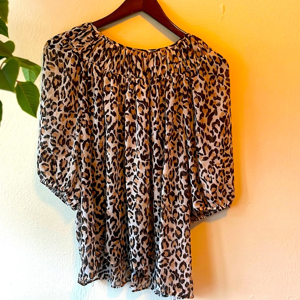 Leopard print sheer top by Banana Republic